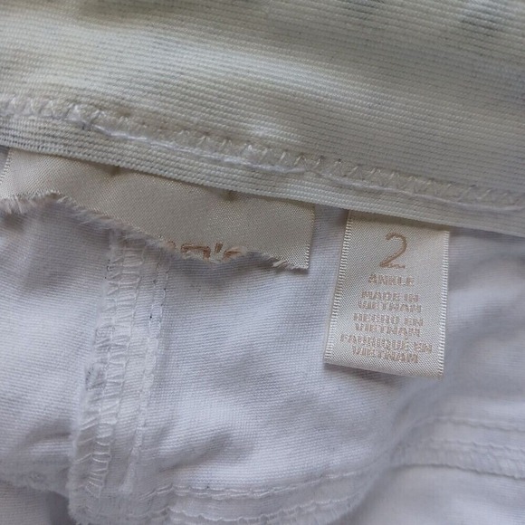 Chicos Sz 2 / 12 Ankle Pants Polka Dot Straight Leg White Black Casual‎ Classic - Picture 8 of 13